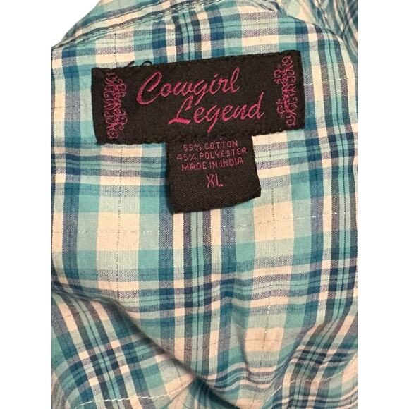 Cowgirl Legend Women's Size XL Plaid Long Sleeve Shirt - Picture 5 of 5